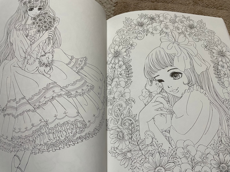 Livre de coloriage filles et chats modernes Nelco Neco Livre de coloriage japonais image 2