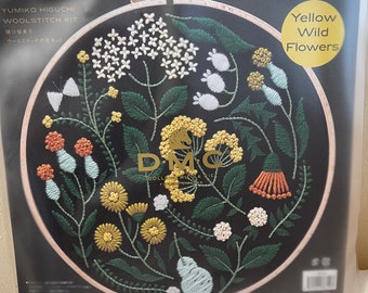 Yumiko Higuchi Embroidery Kit Yellow Wild Flowers by DMC - Japanese Craft Kit