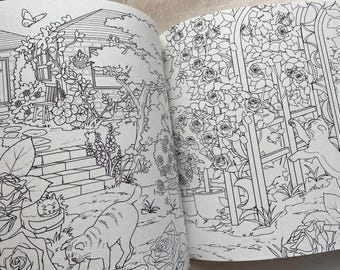 夢見る猫の花の旅 ― 幸せの鐘を探して ぬりえ - 日本のぬりえ - Etsy 日本