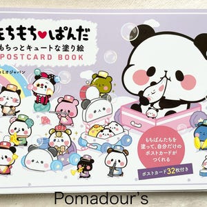 Livro de colorir do urso panda gordinho e fofo Mochi Mochi - livro de colorir japonês tamanho cartão postal