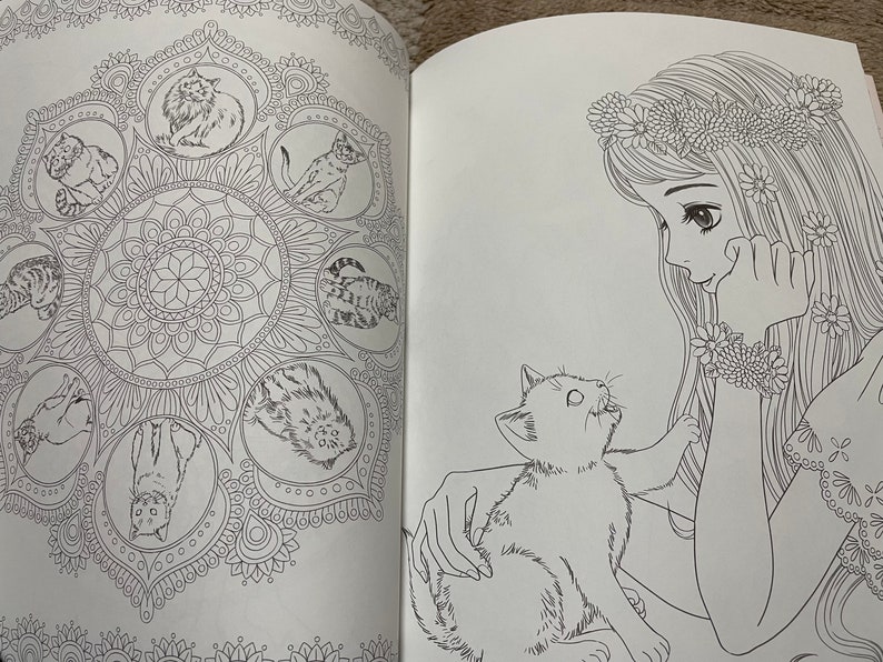 Livre de coloriage filles et chats modernes Nelco Neco Livre de coloriage japonais image 3