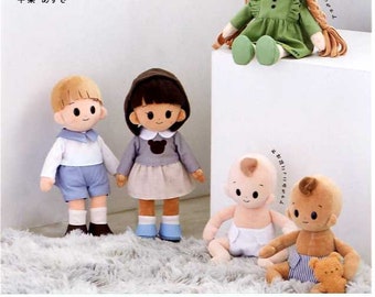 26cm Cute Doll (Nanairo Doll) and 15cm Baby Doll and their Clothes - Japanese Craft Book