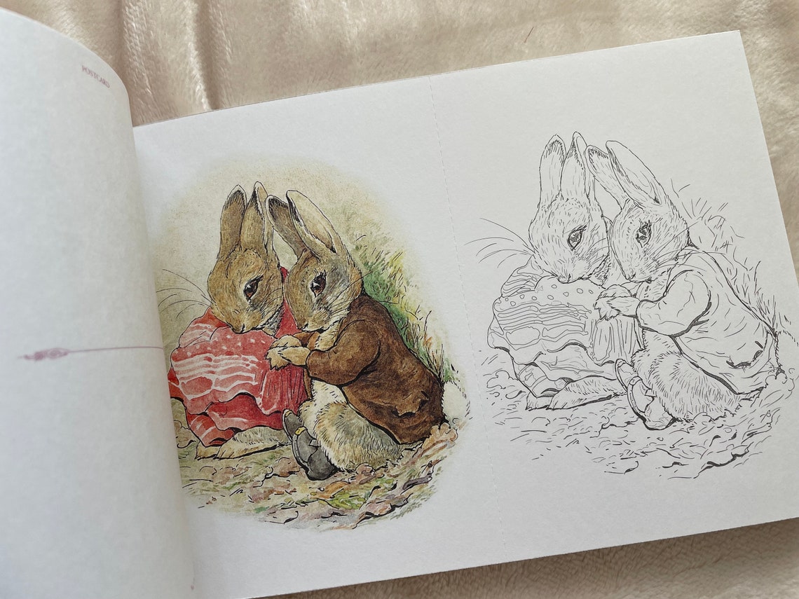 Peter Rabbit Post Peter Rabbit Post Card Size Coloring Book - Japanese Coloring Book - Etsy