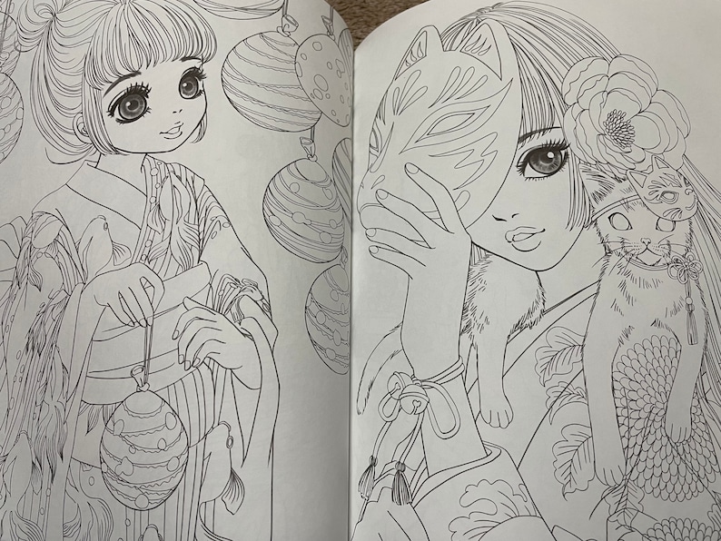Livre de coloriage filles et chats modernes Nelco Neco Livre de coloriage japonais image 4