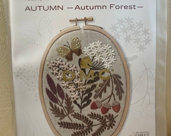 Yumiko Higuchi Borduurpakket Herfstbos van DMC - Japanse Craft Kit