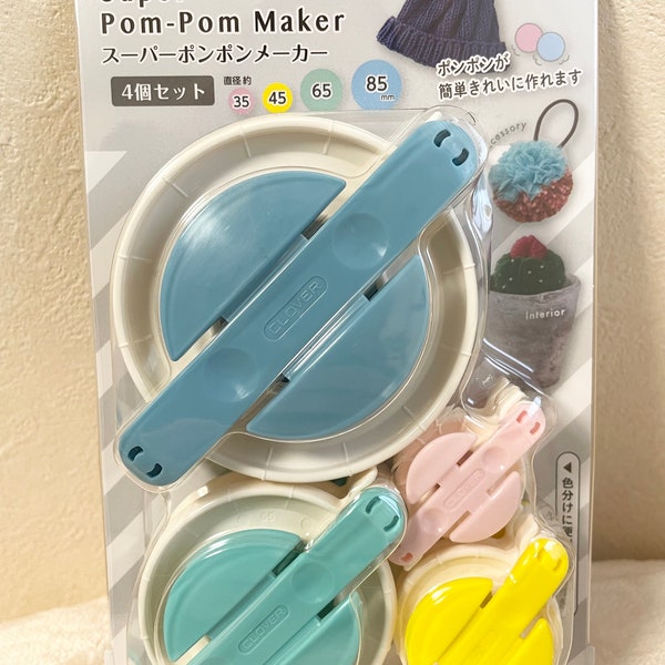 NEU! Clover Super Pom Pom Maker 4er-Set – 35 mm, 45 mm, 65 mm und 85 mm