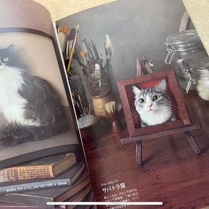 Ritratto di un gatto realizzato in feltro di lana Come realizzare WAKUNEKO Libro di artigianato giapponese immagine 3