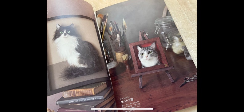 Portrait d'un chat en feutre de laine Comment faire WAKUNEKO Livre d'artisanat japonais image 3