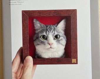 Portrait d'un chat en feutre de laine - Comment faire WAKUNEKO - Livre d'artisanat japonais