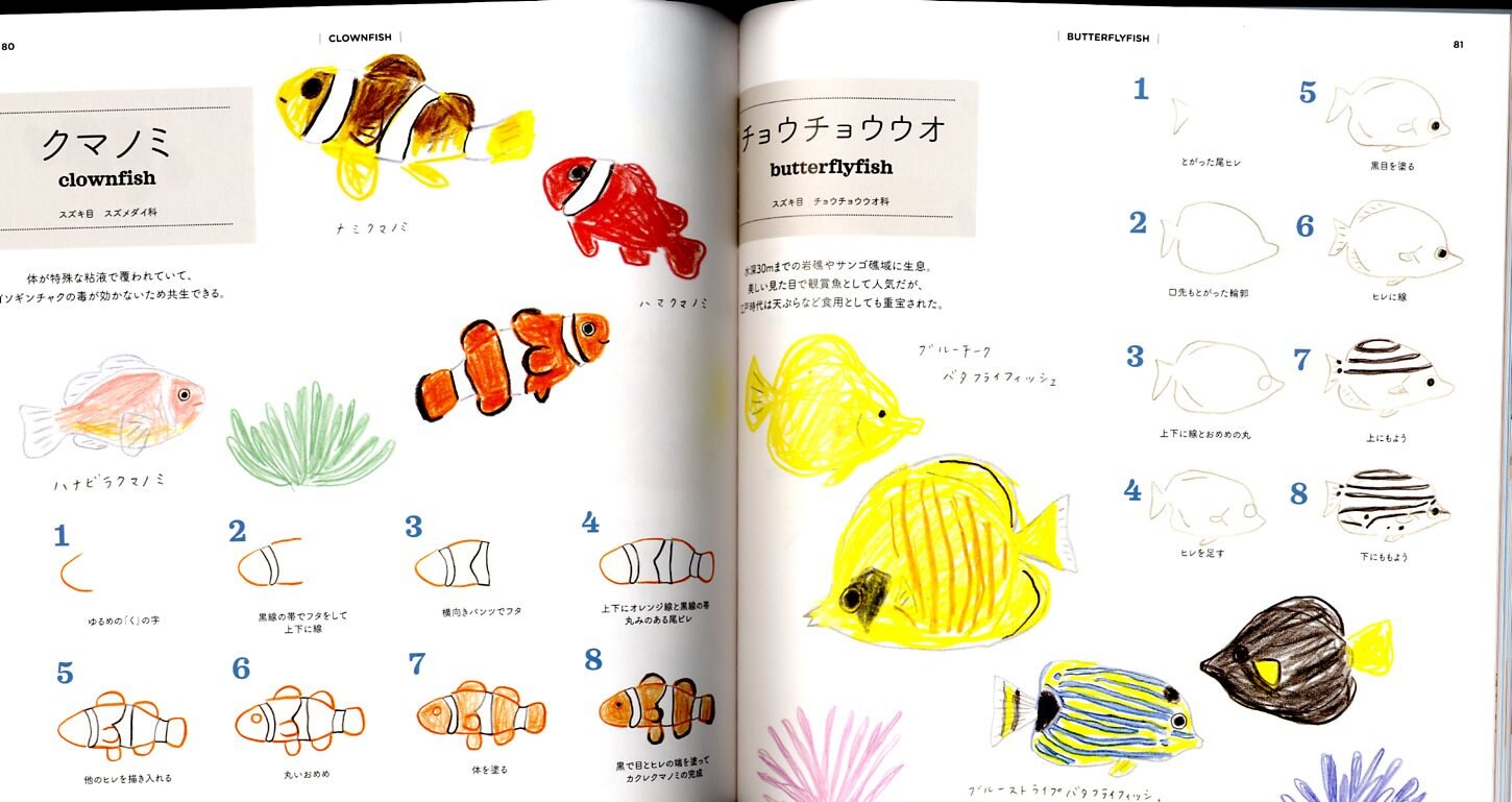 How to Draw Aquarium Animals Illustration Lesson Book - Japanese