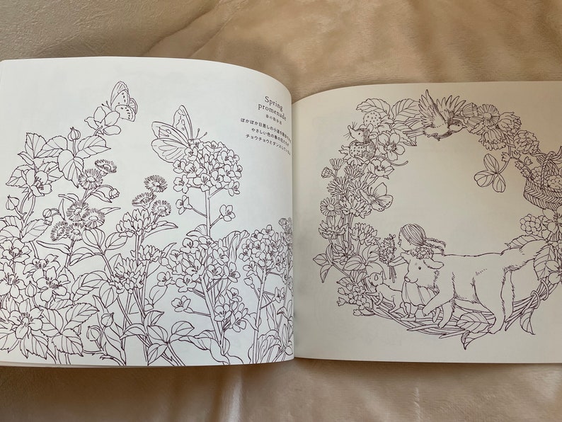 Seasonal Wreaths of plants and friends Japanese Coloring Book image 6