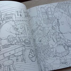 Un libro da colorare a tema fiabesco: un diario nella foresta con due gemellini - Libro da colorare giapponese immagine 7