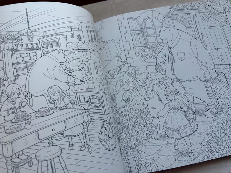 Un libro da colorare a tema fiabesco: un diario nella foresta con due gemellini - Libro da colorare giapponese immagine 7