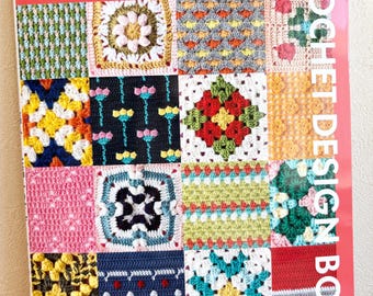 May include: A softcover craft book titled "MOTIF & PATTERN 120 CROCHET DESIGN BOOK" with a red header. The cover features a grid of 120 colorful crochet squares displaying various geometric, floral, and textured patterns in diverse yarn colors.