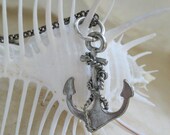 anchor necklace, ships anchor nautical necklace, nautical necklace, nautical jewelry, sea jewelry, made in usa, rope and anchor pendant