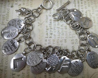 rune charm bracelet, talisman bracelet, celtic charm bracelet, silver rune bracelet, irish clover bracelet, lucky horseshoe, norse runes