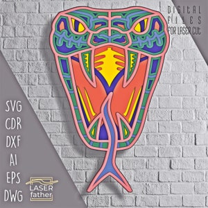 Snake gelaagde SVG, reptielen DIY-kunst, Snake Cut-bestanden meerlaags