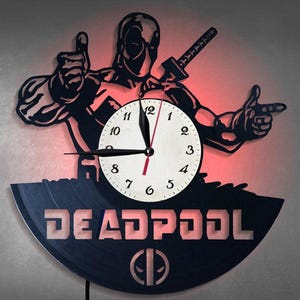 Superhero Vinyl Record Clock, Deadpool Room Decor, Home Accents, Man Cave Decorations, Comic Character Art, Christmas Presents For Dad