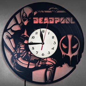 Deadpool Christmas Gifts, Vinyl Record Clock, Modern Office Wall Art, Superhero Home Decor, Avengers Decorations, Best Gift For Husband