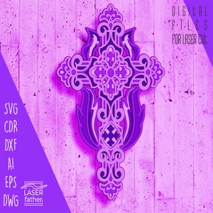 Cross Layered SVG, Christian Laser Cut File, Digital Download, Religious DXF Files, Plywood Cutting, 3D Cricut Design, Papercut Templates