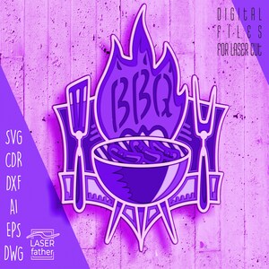 BBQ Grill SVG, Barbeque Png, Grilling Laser File, Dad&#39;s BBQ Svg, Cooking Png, Cricut, Glowforge, Layered Paper Craft, Laser Cut Templates