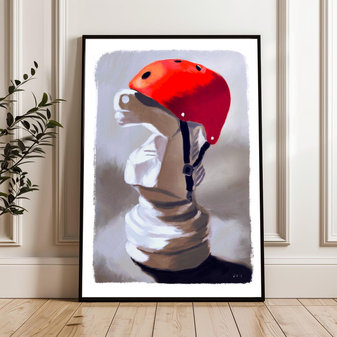 Chess Rook With Red Helmet Art Print: Quirky Chess Lover Gift - Etsy