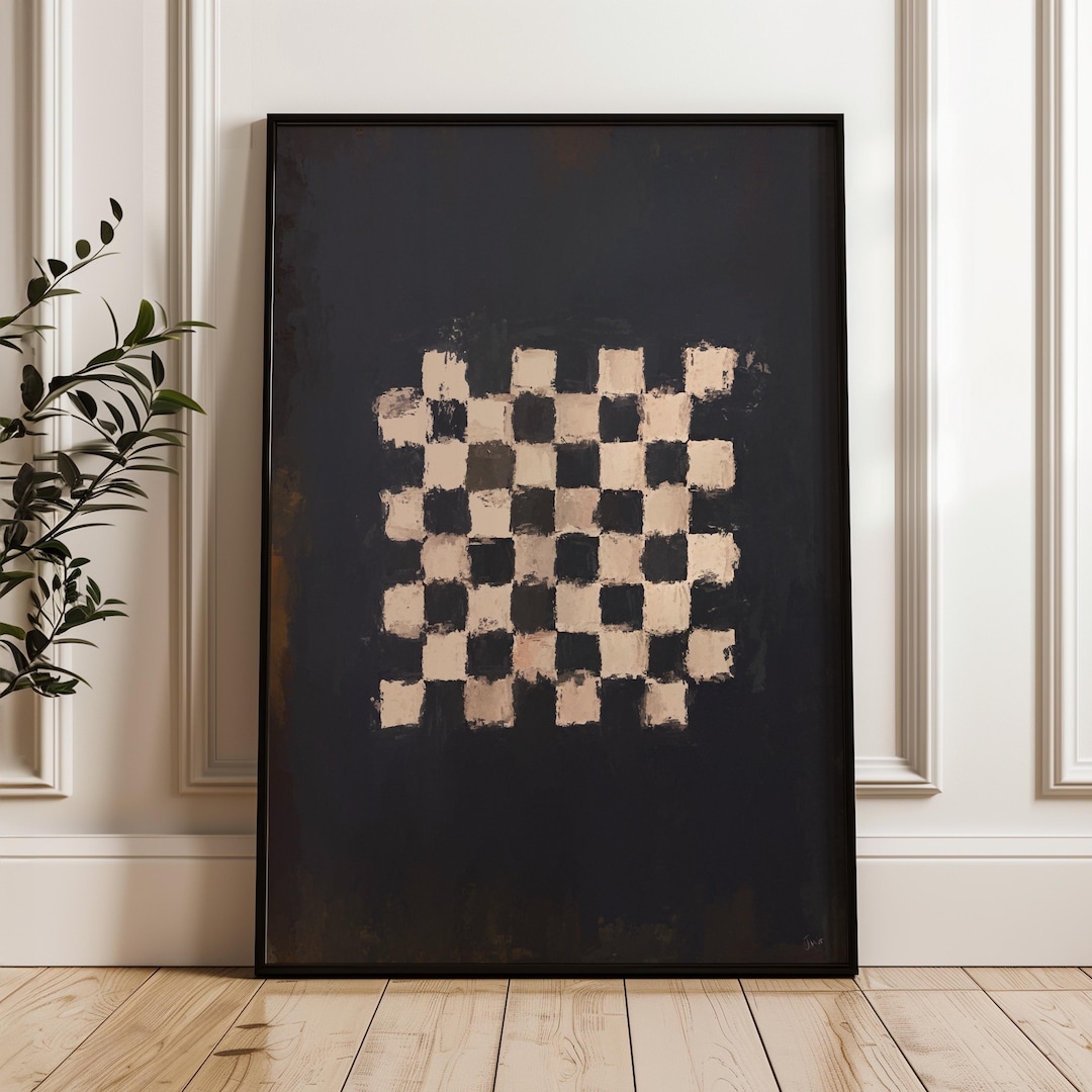 Abstract Checkerboard Art Print: Vintage Game Room Decor (digital ...