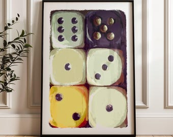 Vintage Dice Set Art Print: Game Room Decor (Digital Download)