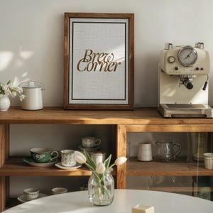 Kitchen Wall Art, Coffee Corner Mosaic Tile Print, Coffee Bar Decor (Digital Download)