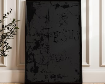 Chrześcijańska sztuka ścienna z Jezusem | Abstrakcyjna wiara (do pobrania w wersji cyfrowej) | Nowoczesna sztuka chrześcijańska | Grunge, religijne wydruki