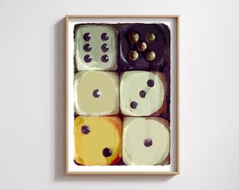 Vintage Dice Set Art Print: Game Room Decor (Digital Available)