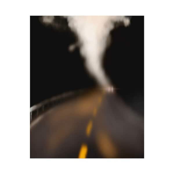 Foggy Blurry Drive Dark Narrow Road Minimalist Wall Art Mountain Travel Driving Print Poster