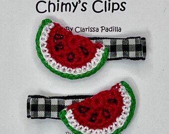 Sweet Watermelon Handmade Alligator Hair Clips, Crochet, Girls, Infants, Teens, Summer Fun, Spring