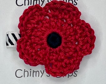 Red Poppy Flower Alligator Hair Clips, Crochet Flower, Girls, Infants, Teens, Summer Fun, Spring, Wedding.