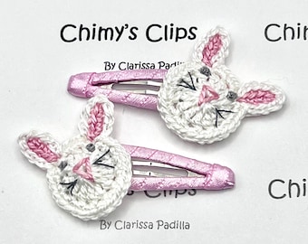 Easter Bunny - Handmade Crochet Snap Clips - Toddler Girl Accessories Gift for Kids & Teens
