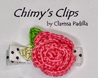 Handmade Crochet Rose, Poolside Rose, Hand Stitched Alligator Hair Clip, Flower Girl, Infant, Teen, Summer Fun