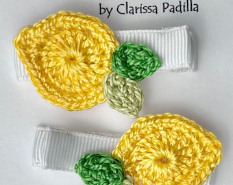 Handmade Alligator Hair Clips Crochet Lemon Tree, Girls, Infants, Teens, Lemonade, Summer Fun, Destination Summer