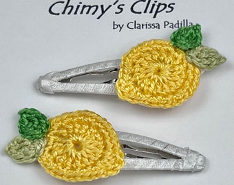 Lemon Tree Handmade Snap Hair Clip Crochet, Lemon Girl, Infant, Teen, Lemonade, Summer Fun, Destination Summer