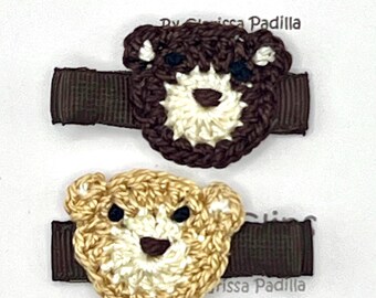Teddy Bear Hair Clips – Handmade Crochet Accessories
