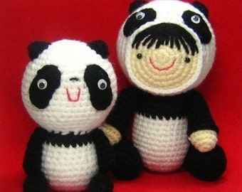 Girl in a Panda Suit and Her Friend - PDF Crochet Pattern