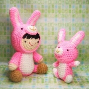 Girl in a Bunny Suit and Her Pet Amigurumi Crochet Pattern Instant PDF Download image 3