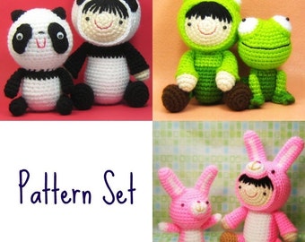 Pattern Set - Dolls in Costume with Friends - PDF Amigurumi Crochet