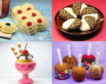 4 Food Patterns - Crochet - Instant PDF Download