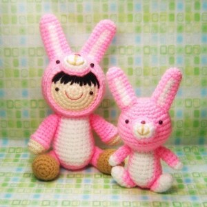 Girl in a Bunny Suit and Her Pet Amigurumi Crochet Pattern Instant PDF Download image 2