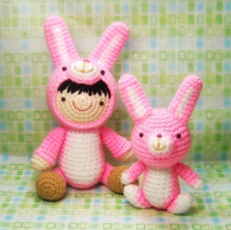 Girl in a Bunny Suit and Her Pet Amigurumi Crochet Pattern Instant PDF Download image 2