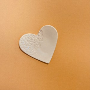 Handmade White Ceramic Heart Trinket Dish, Wedding Ring Dish, Jewelry Holder, Decorative Tray, Handmade Pottery, Unique Home Decor