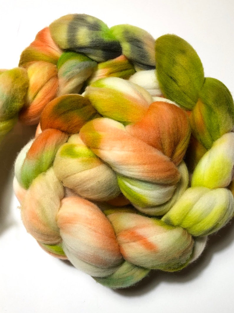 Handdyed Rambouillet Roving Top Soft and Squishy 4oz. A Treat To Spin
