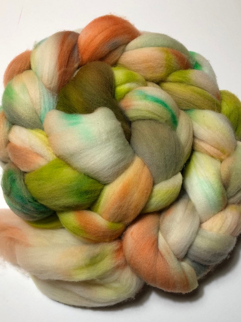 Handdyed Rambouillet Roving Top Soft and Squishy 4oz. A Treat To Spin
