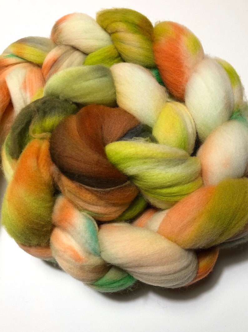 Handdyed Rambouillet Roving Top Soft and Squishy 4oz. A Treat To Spin