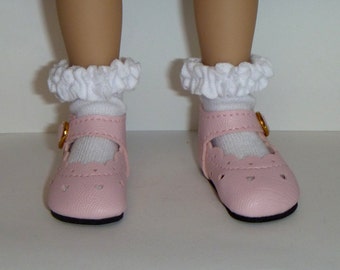 Effner Little Darling Doll Brand New Pink Heart Shoes With Whipped Cream White socks By TnTCreations